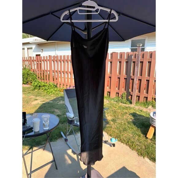 bebe long black slinky gown sz xs USA - Picture 13 of 13